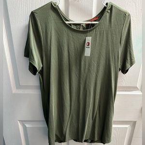 Green open back shirt